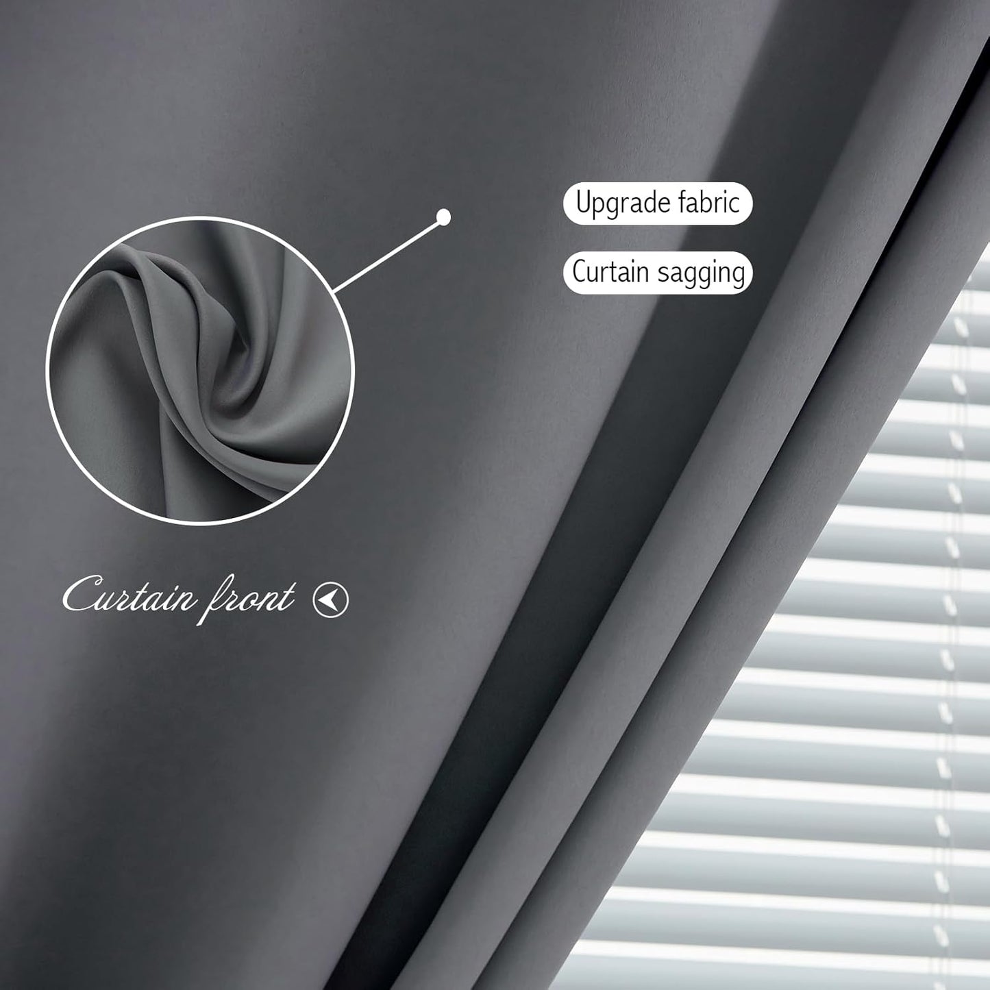 Magic Tape Stick On Curtains Window Shades Pull Down Blackout Window Cover Blackout Curtains for Bedroom No Drillng Self Adhesive Curtains No Rod, 35" W X 59" L, Grey, 1 Panel