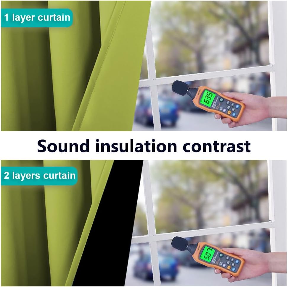 NICETOWN 100% Blackout Window Curtain Panels, Fresh Green, 2 Pieces, 62-inch Wide Per Panel, Full Light Blocking Drapes with Black Liner for Nursery, 72-inch Drop Thermal Insulated Draperies