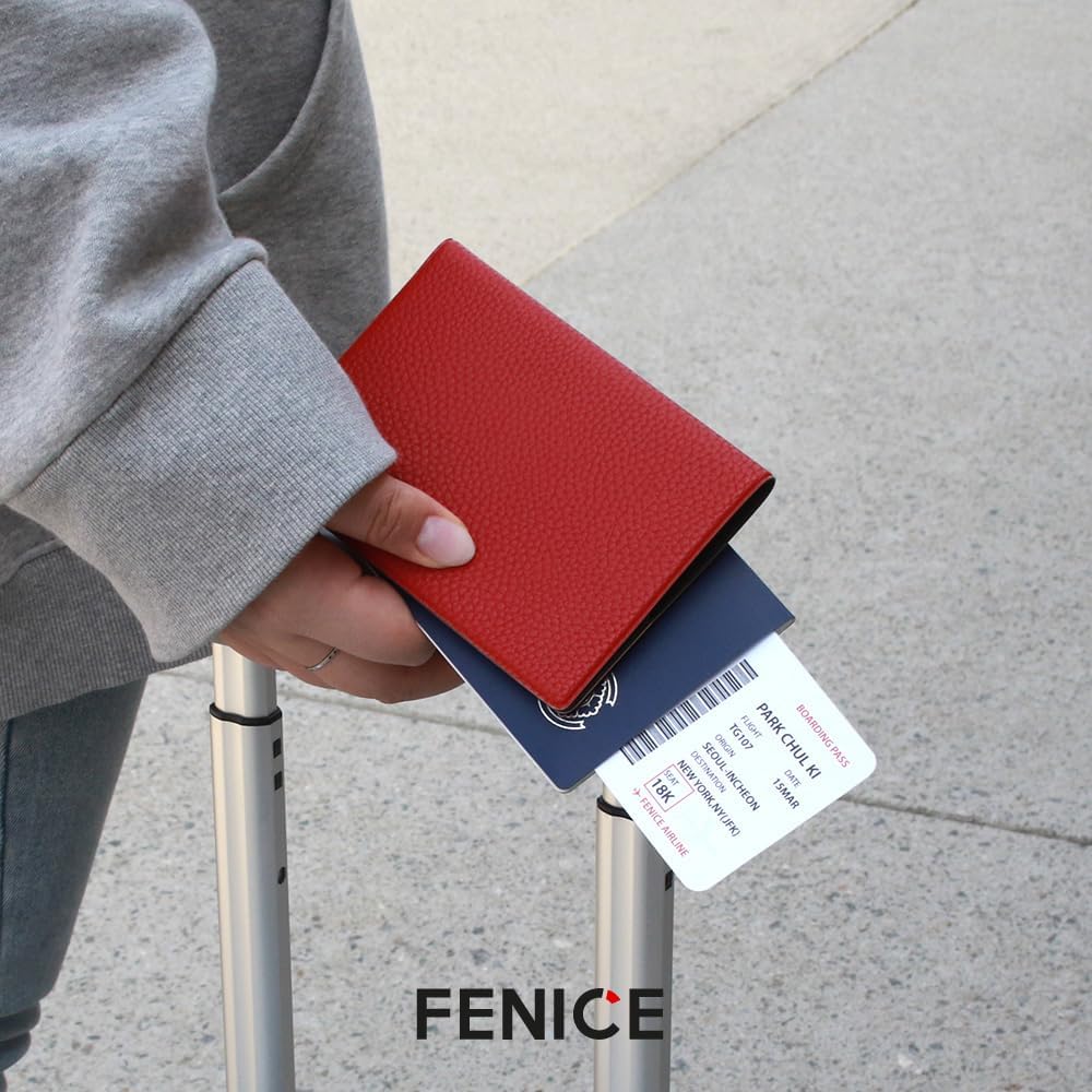 Fenice Classic Passport Cover Holder Wallet Case for Travel Essential RFID Blocking Vegan Leather Waterproof (SAND)