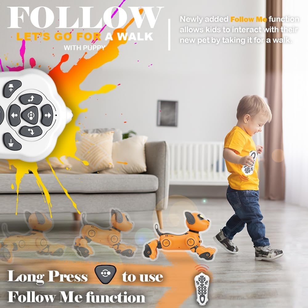VATOS Robot Dog Toy for Kids, Voice & 2.4GHz Remote Control Robot Pet with Interactive Touch Sensors, Over 20+ Responses, Program Mode, Robotic Puppy Toy for Kids Boys & Girls