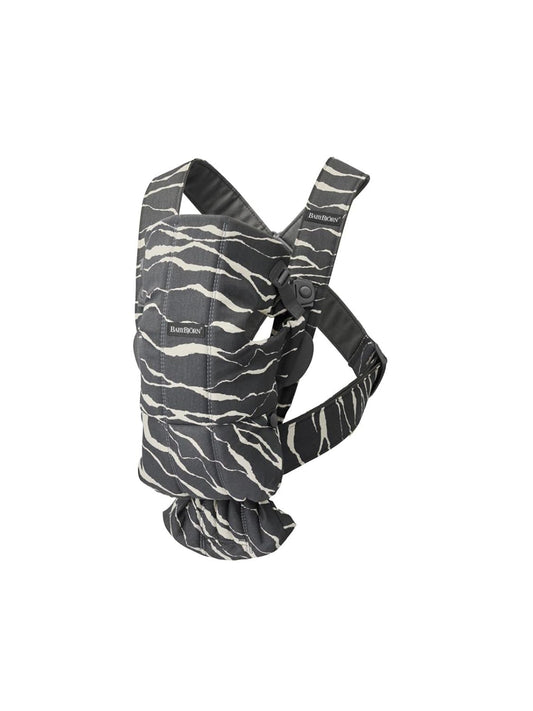 BabyBjörn Baby Carrier Mini, Anthracite/Landscape Print, Cotton | Newborn Carrier (7-25 lbs), Ergonomic, Easy-to-Use