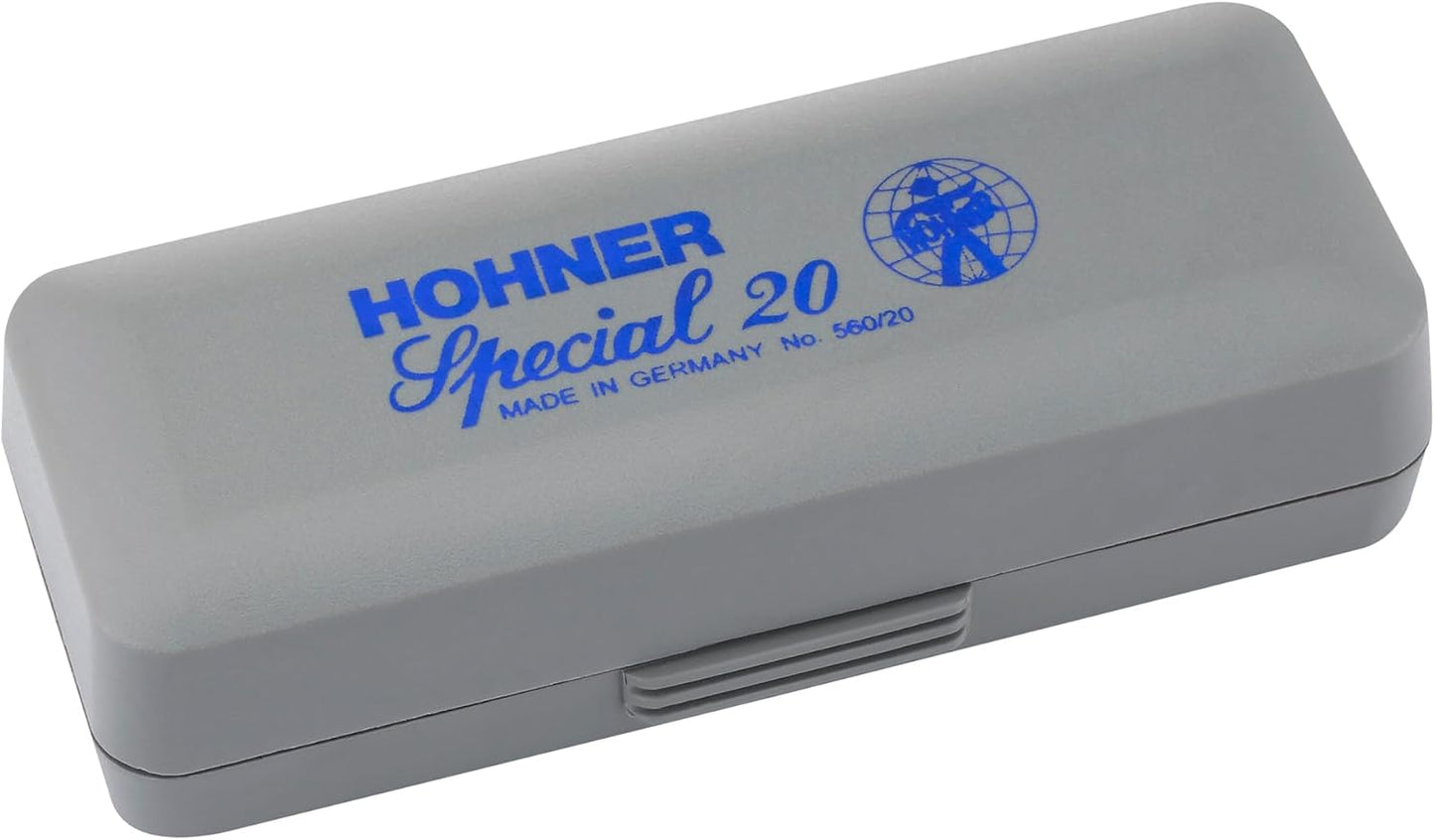 Hohner Special 20 Harmonica - Key of A Bundle with Case, Pouch, Online Manual, and Austin Bazaar Polishing Cloth