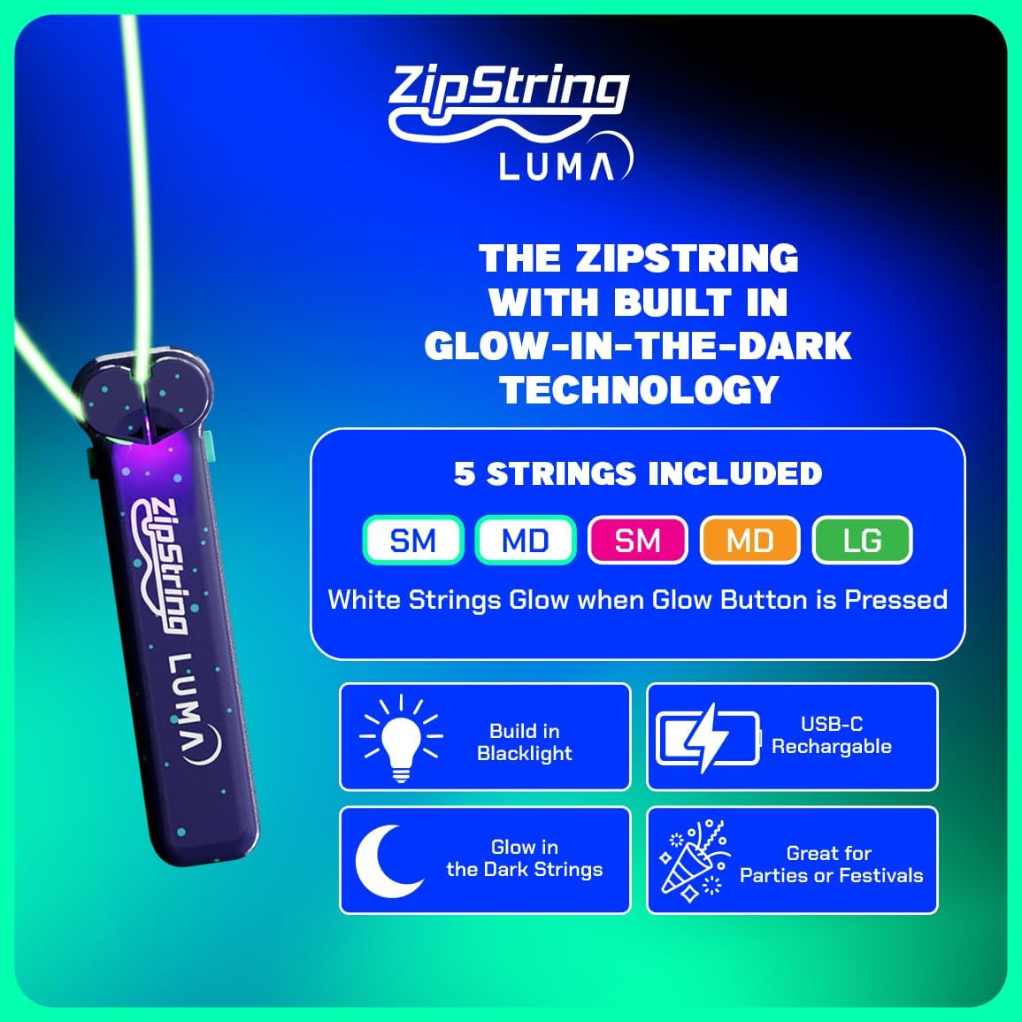 Luma - The Patented Glow-in-The-Dark Toy That Flies a Loop of String, Creates Endless Shapes and Tricks Built-in LED for Glowing Fun. Perfect STEM Gift for Kids & Adults. Wonderment Awaits