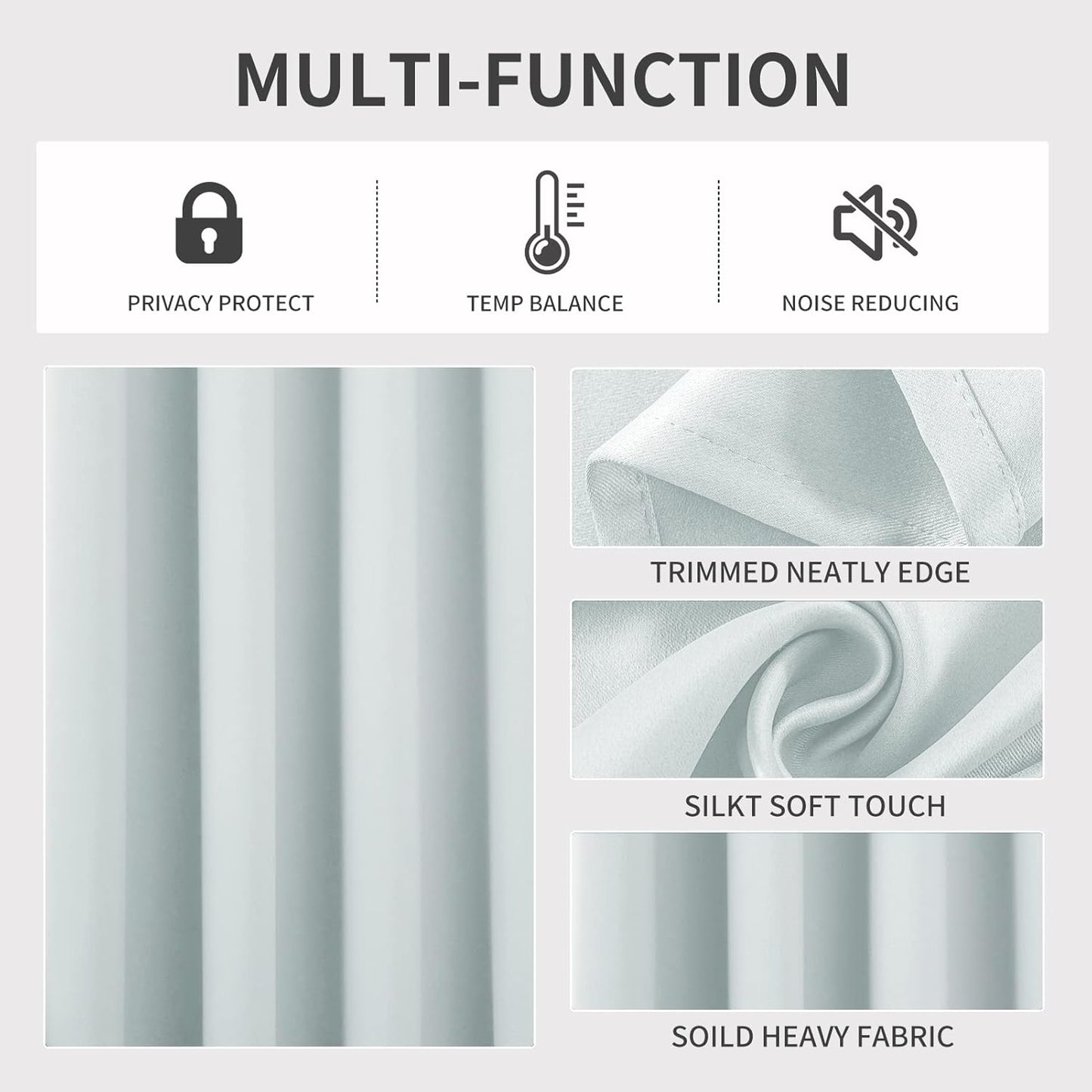 Joydeco White Curtains 63 Inches Long 2 Panels Set, Thermal Insulated Long Drapes 2 Burg, Room Darkening Grommet Curtains for Living Room Bedroom Window (W42 x L63 Inch, Greyish White)