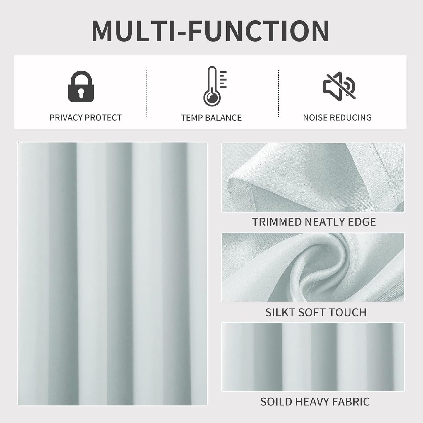 Joydeco White Curtains 108 Inches Long 1 Panel, Thermal Insulated Long Curtains& Drapes 1 Piece, Room Darkening Grommet Drapes for Living Room Bedroom Window (W70 x L108 Inch, Greyish White)