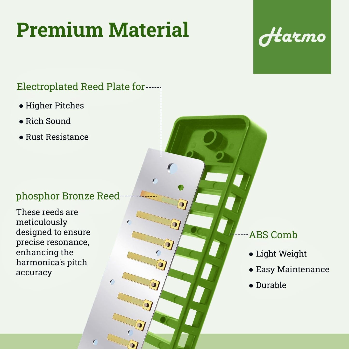 Polar Diatonic Melody Tuned Harmo Harmonica Key of E - Special Tuning for Easy Melodies in Cross Harp, 2 Octaves Without Bends, Loud & Responsive with Smooth Edges - USA-Checked