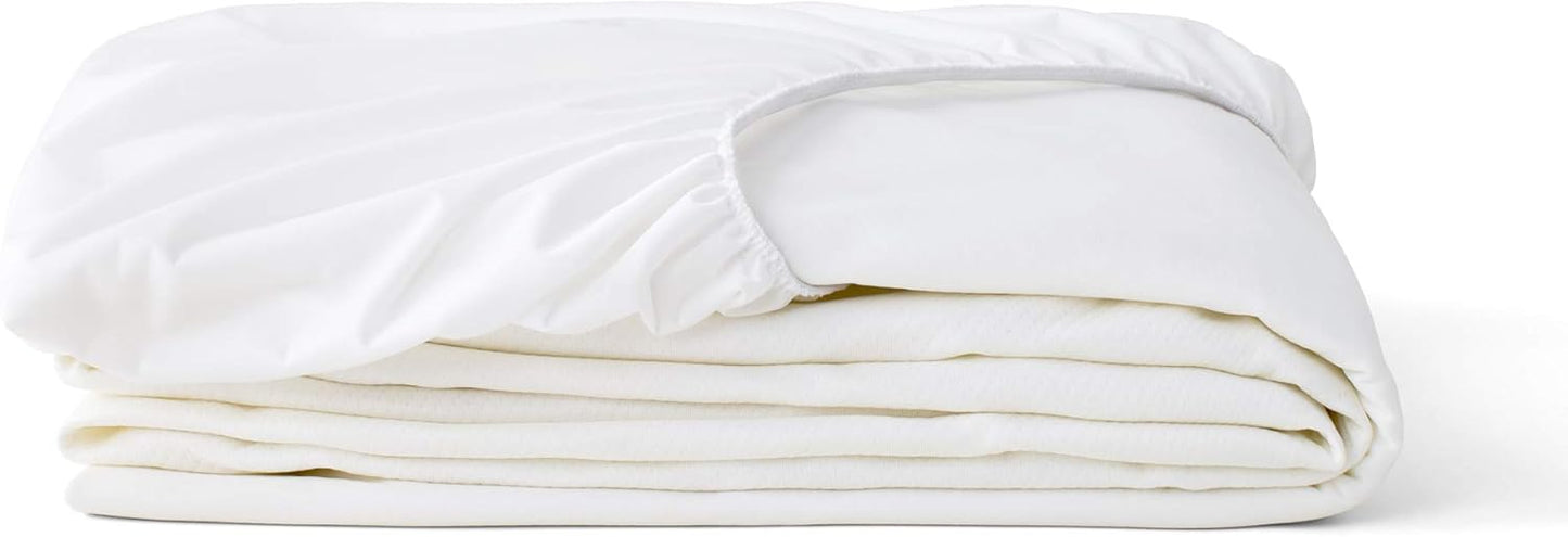 Tuft & Needle Twin Mattress Protector - Waterproof, Liquid-Proof, Sleeps Quiet, Fitted Sheet Style, Soft and Comfortable White