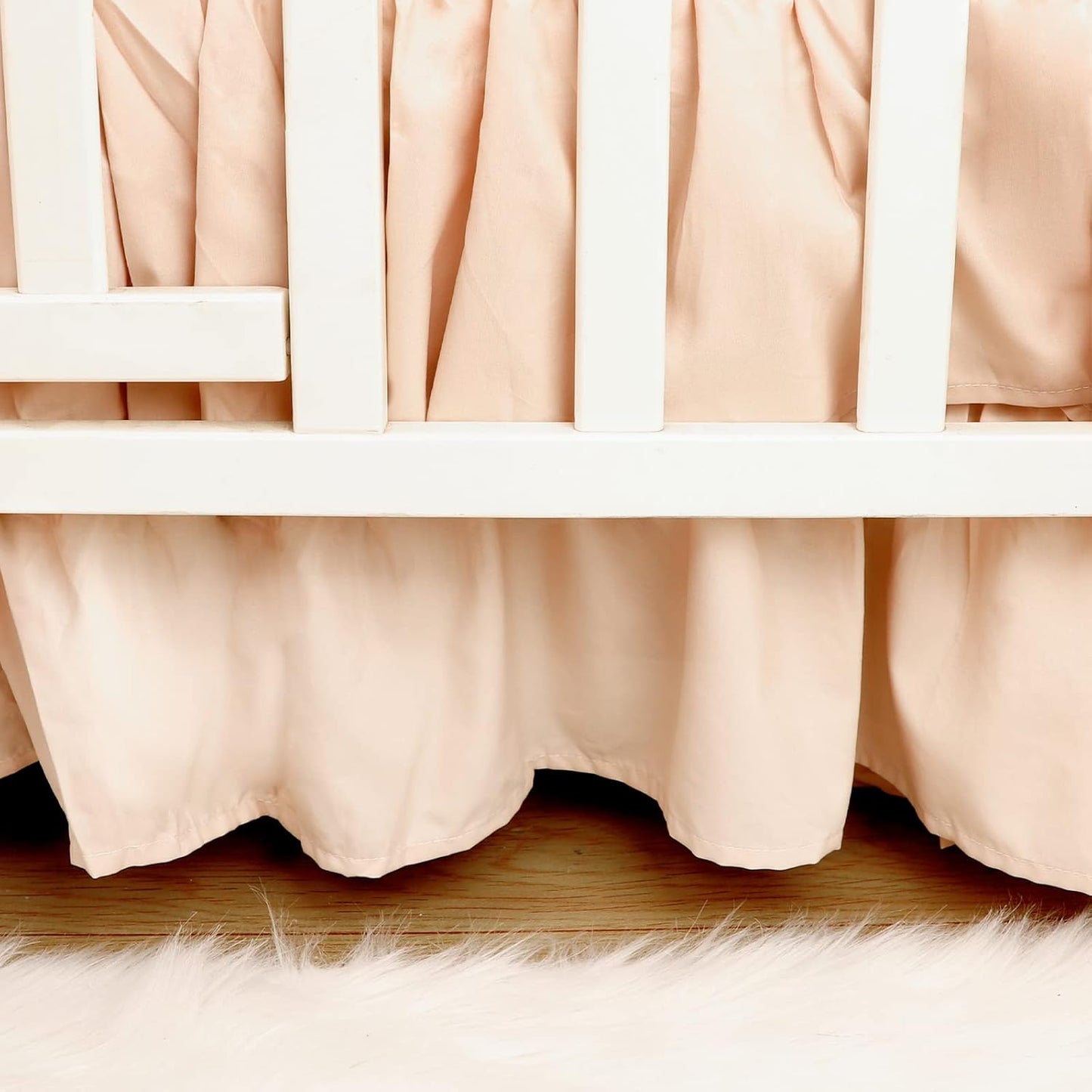 4-Piece Crib Bedding Set for Girls, Boho Baby Girl Bedding Set with Crib Skirt, Baby Quilt, Crib Sheet and Diaper Stacker, Flower