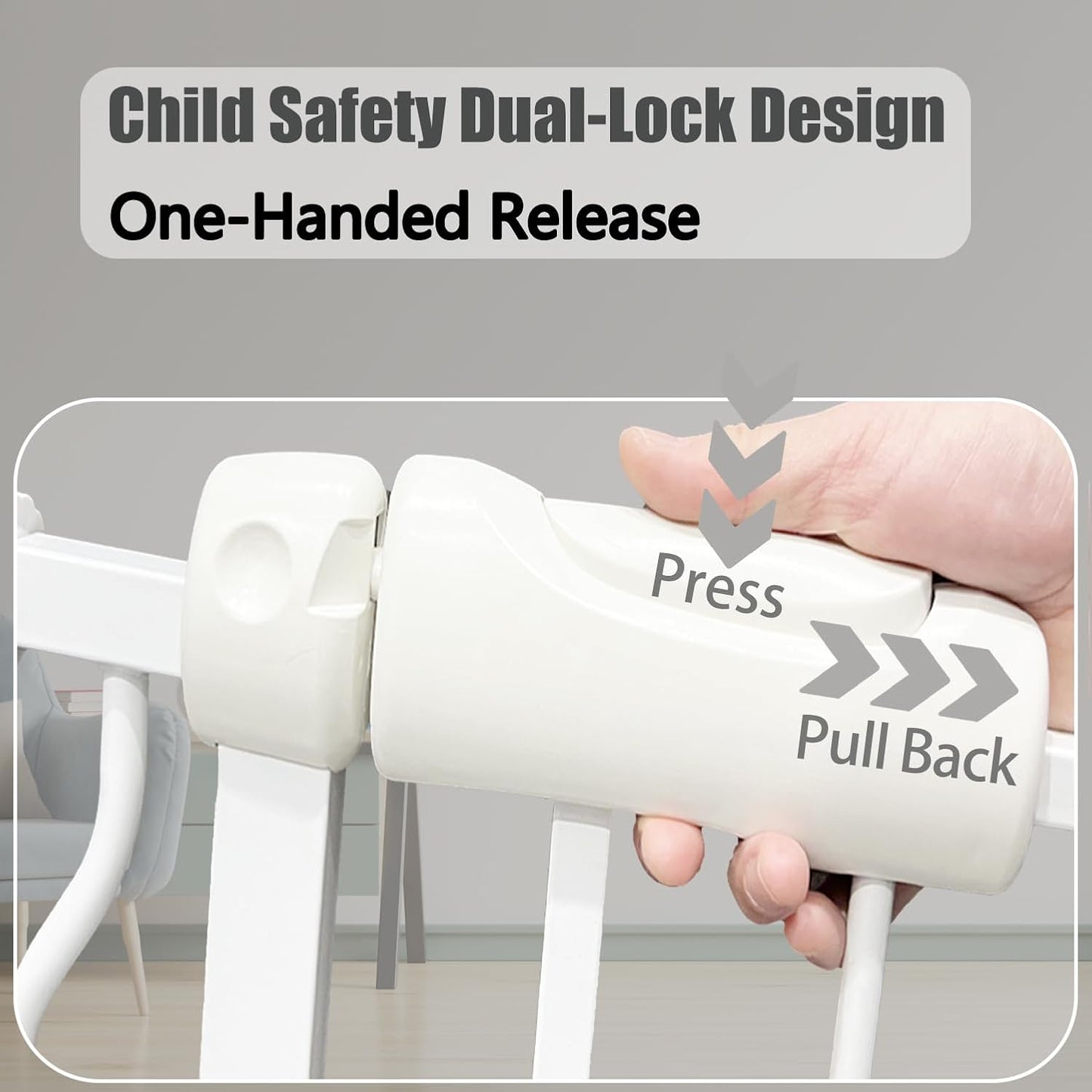 Extra Wide Baby Gate - 48-52.7 Inch Tension Mounted Safety Child & Pet Gate - White Metal - Walk Through - Long - for House Doorways & Stairs