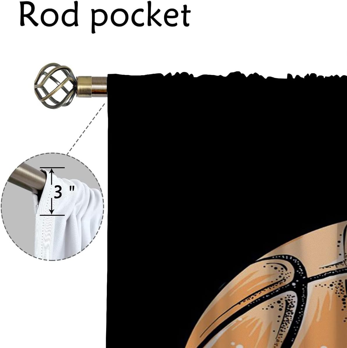 Basketball Blackout Curtains for Boy Girl Room Darkening Decor,Sport Theme Motto Dark Background Bedroom Living Room Home Rod Pocket Thermal Insulated Window Curtain/Drapes Panel,72x63 Inch…