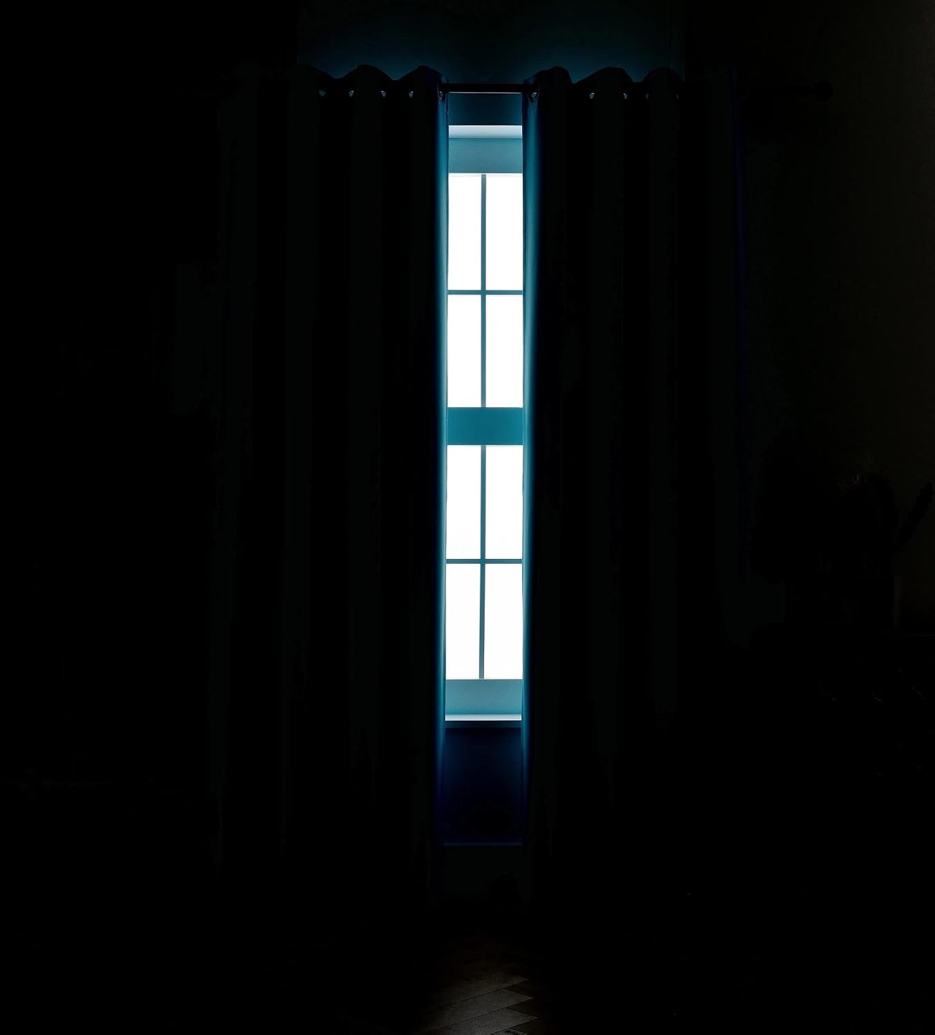 MIUCO Room Darkening Curtains Textured Grommet Thermal Insulated Blackout Curtains for Bedroom Set of 2 52x95 Inch Turquoise