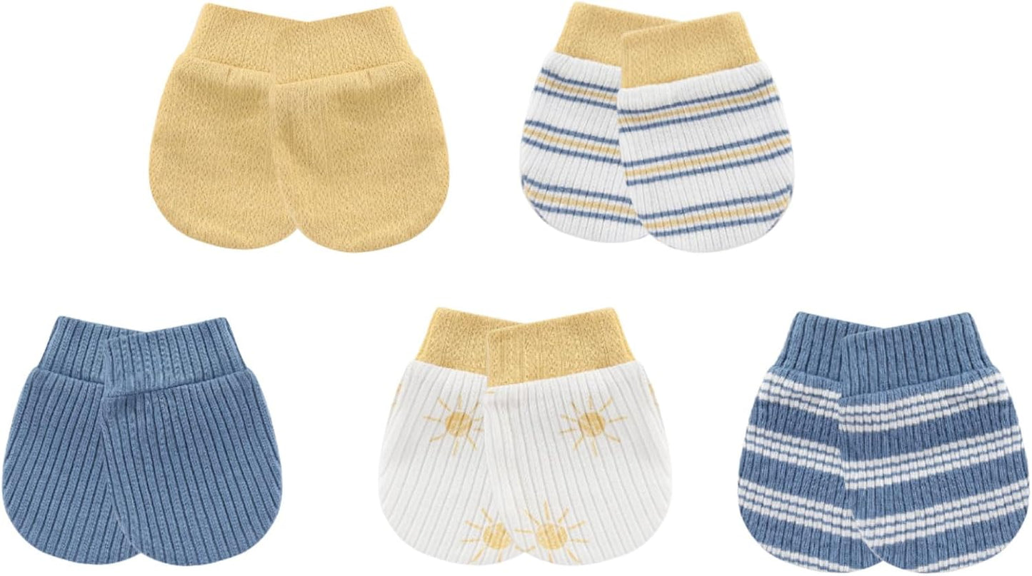 Baby Hat and Mittens Set Cotton Newborn Baby Hats Caps for Boys and Girls, 0-6 Months