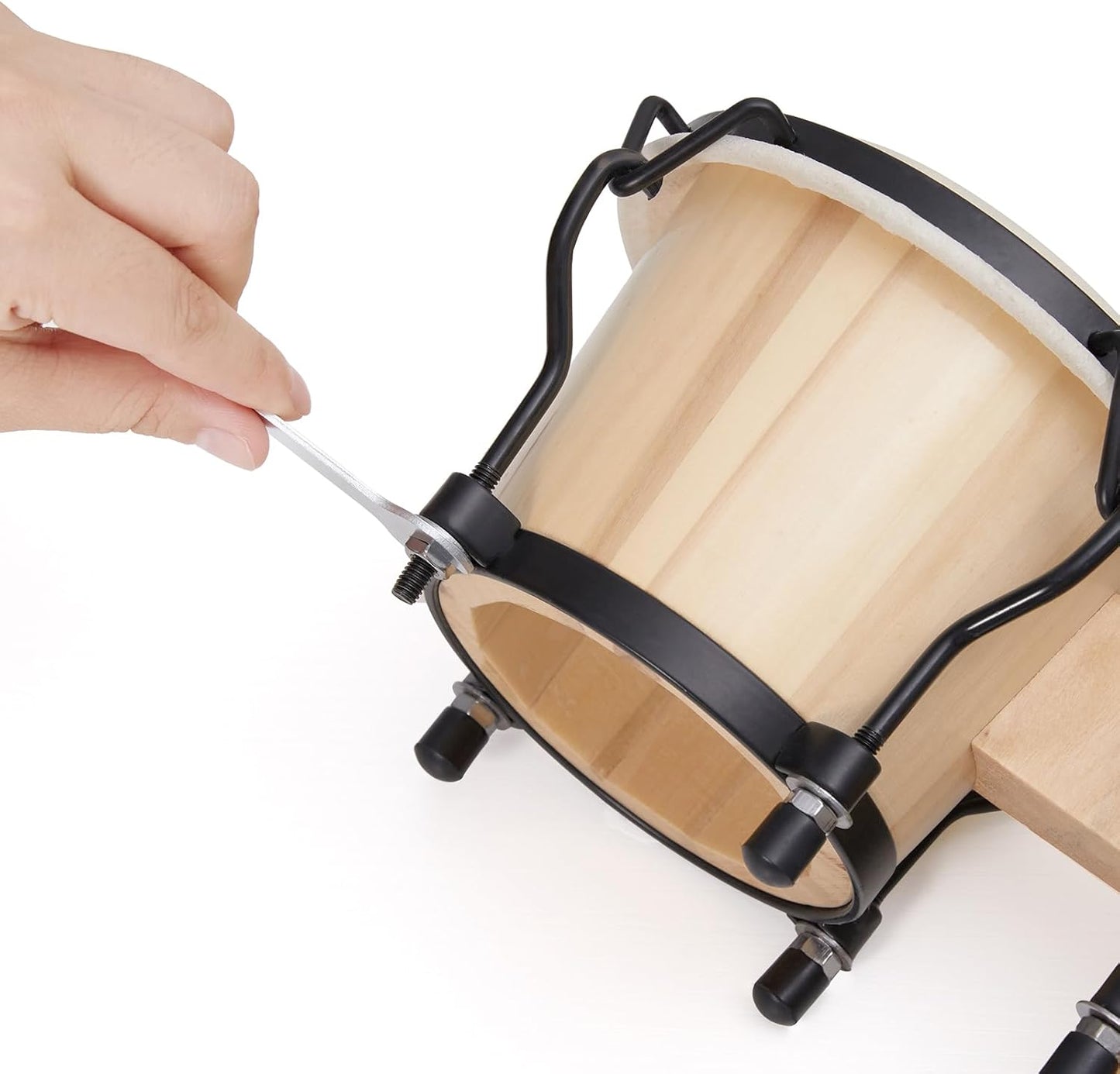 MUSICUBE Bongo Drum Set for Kids Adults 4” and 5” Tunable Hand-Crafted Wooden Bongos Percussion Instrument with Tuning Wrench Mini Bongo Drum Toys (Natural Skin)