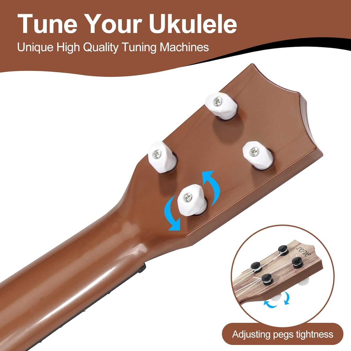 Raimy 17in Kids Ukulele Guitar - 4 Strings Mini Guitar Children Musical Instruments Educational Toys with Picks for Toddler Kids Boys Girls Beginner (Koa Color)