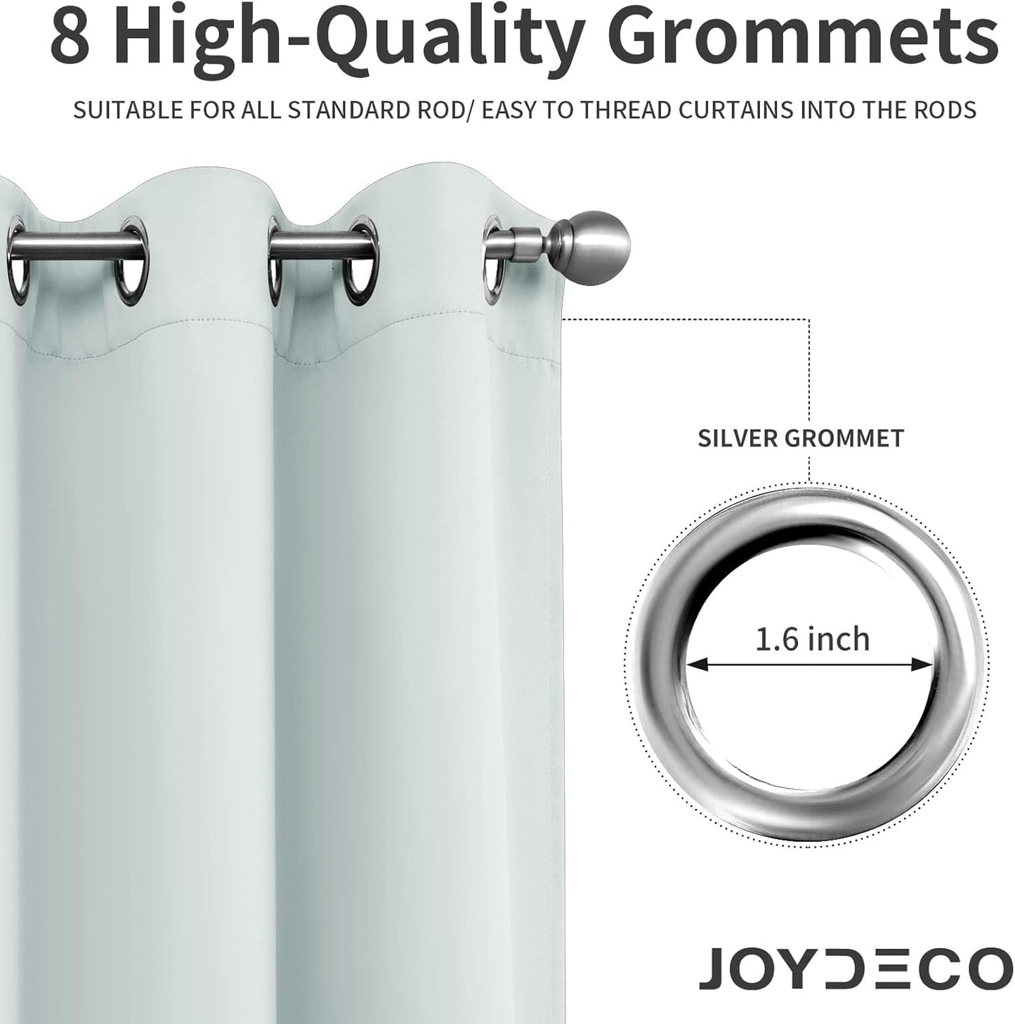 Joydeco White Curtains 120 Inches Long 2 Panels Set, Thermal Insulated Long Curtains& Drapes 2 Burg, Christmas Drapes for Living Room Bedroom Window (W52 x L120 Inch, Greyish White)