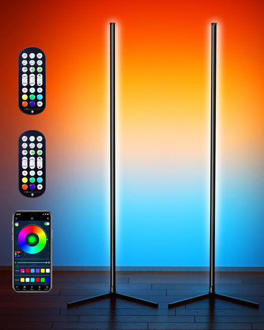 Corner Floor Lamp,RGB LED Corner Lamp with Smart APP Control Remote Control Color Changing Ambience Light with 16 Million DIY Color Changing for Bedroom Living Room and Game Room