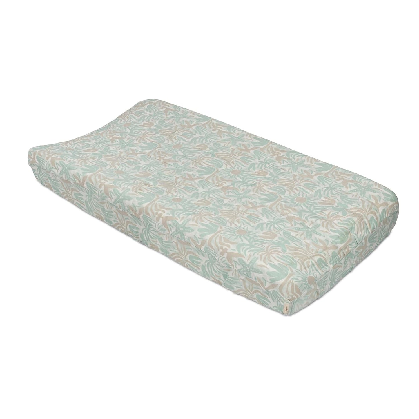 Crane Baby Changing Pad Cover, 100% Cotton Sateen Exterior Change Pad Cover, Beach Life Theme, 16" x 32", Fitted Changing Pad Covers, Changing Table Pad Cover For Nursery, Baby Registry or Shower Gift