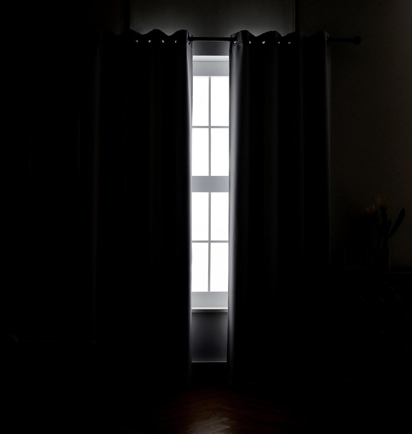 MIUCO Blackout Curtains Room Darkening Curtains Textured Grommet Window Curtains for Bedroom 2 Panels 52x63 Inch Long Greyish White