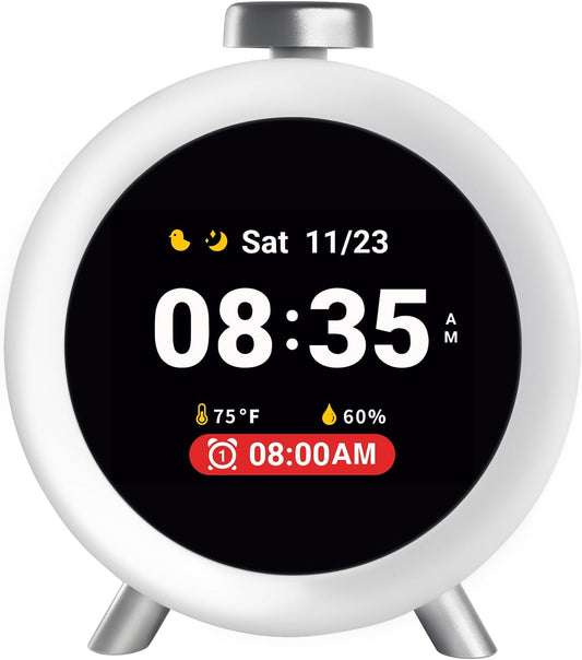 Dekala ChronoSense Alarm Clock for Bedroom Temperature Humidity, 7-Day Programmable 4 Alarms, 100dB Loud Gradual Alarm Clock Heavy Sleeper, IPS Screen Animation, Hourly Chime