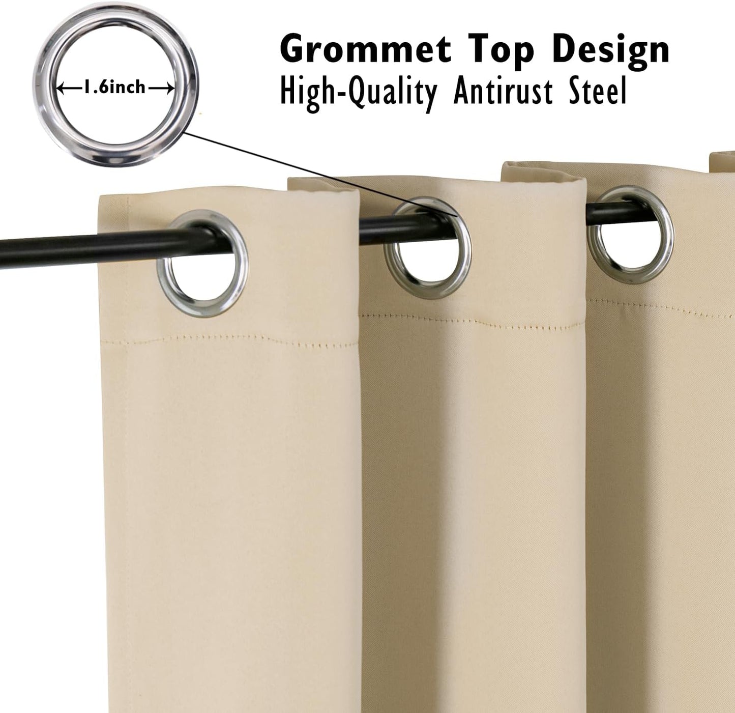 ChrisDowa Blackout Curtains 90 inches Long for Bedroom - 2 Panels Set Grommet Thermal Insulated Room Darkening Curtains for Living Room (Biscotti Beige, 52 x 90 Inch)