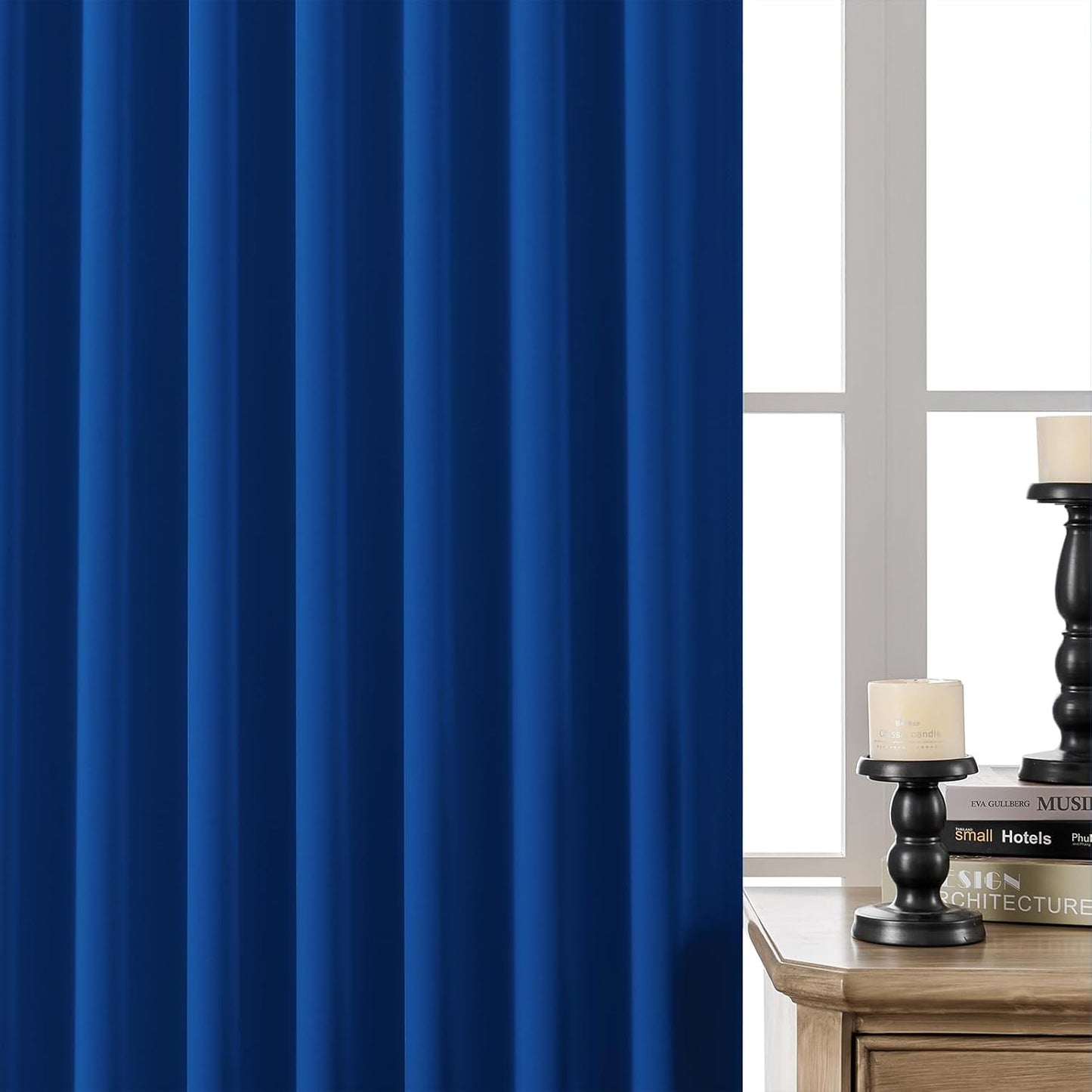 Joydeco Blackout Curtains 108 Inches Long, Thermal Insulated Black Out Curtains 2 Panels Set, Room Darkening Drapes for Living Room Window Rod Pocket Back Tab (W52 x L108 Inch, Royal Blue)
