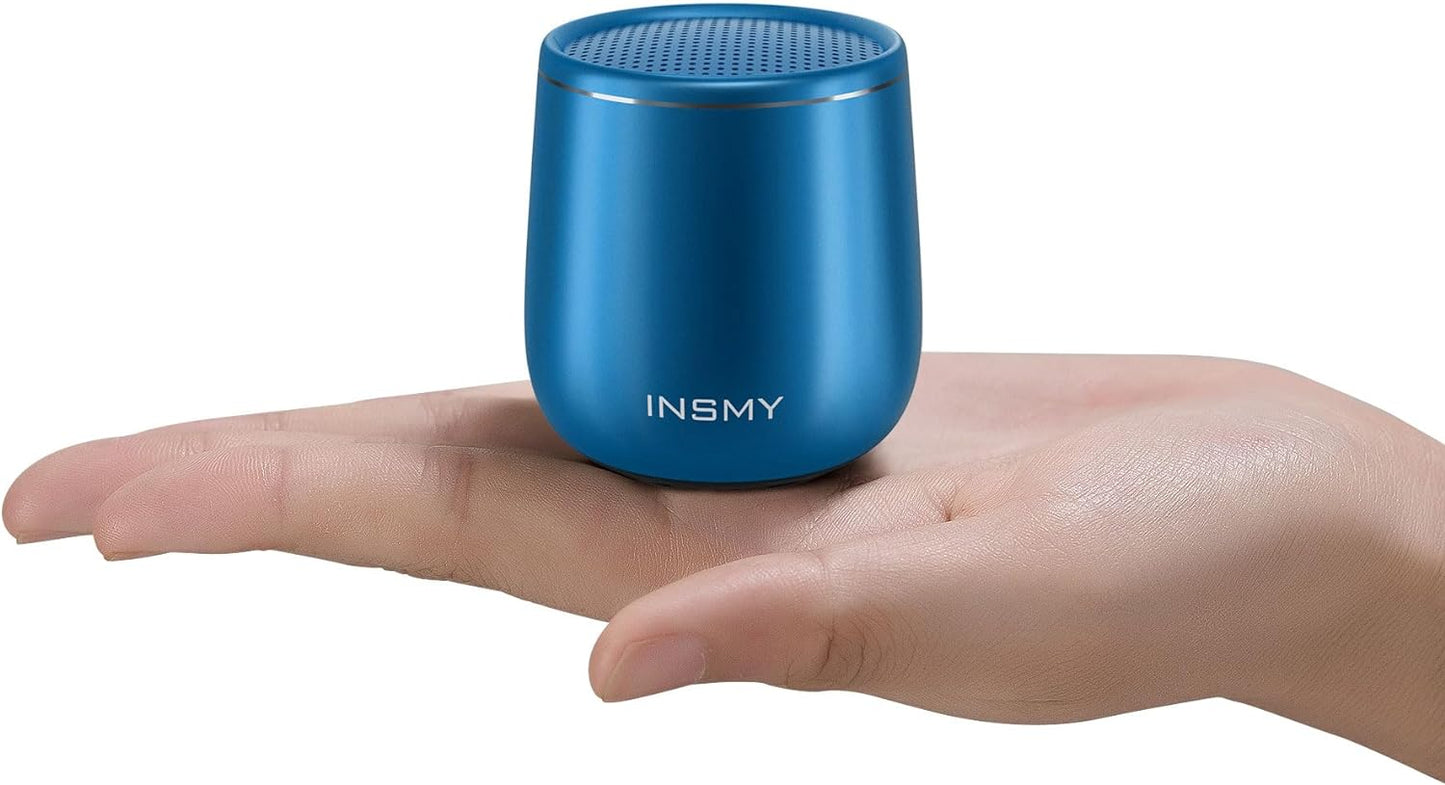INSMY Small Bluetooth Speaker, Waterproof Mini Portable Wireless Speaker, Punchy Bass Rich Audio Stereo Pairing, Handheld Pocket Size, Built in Mic for Hiking Gift Laptop Tablet (Blue)