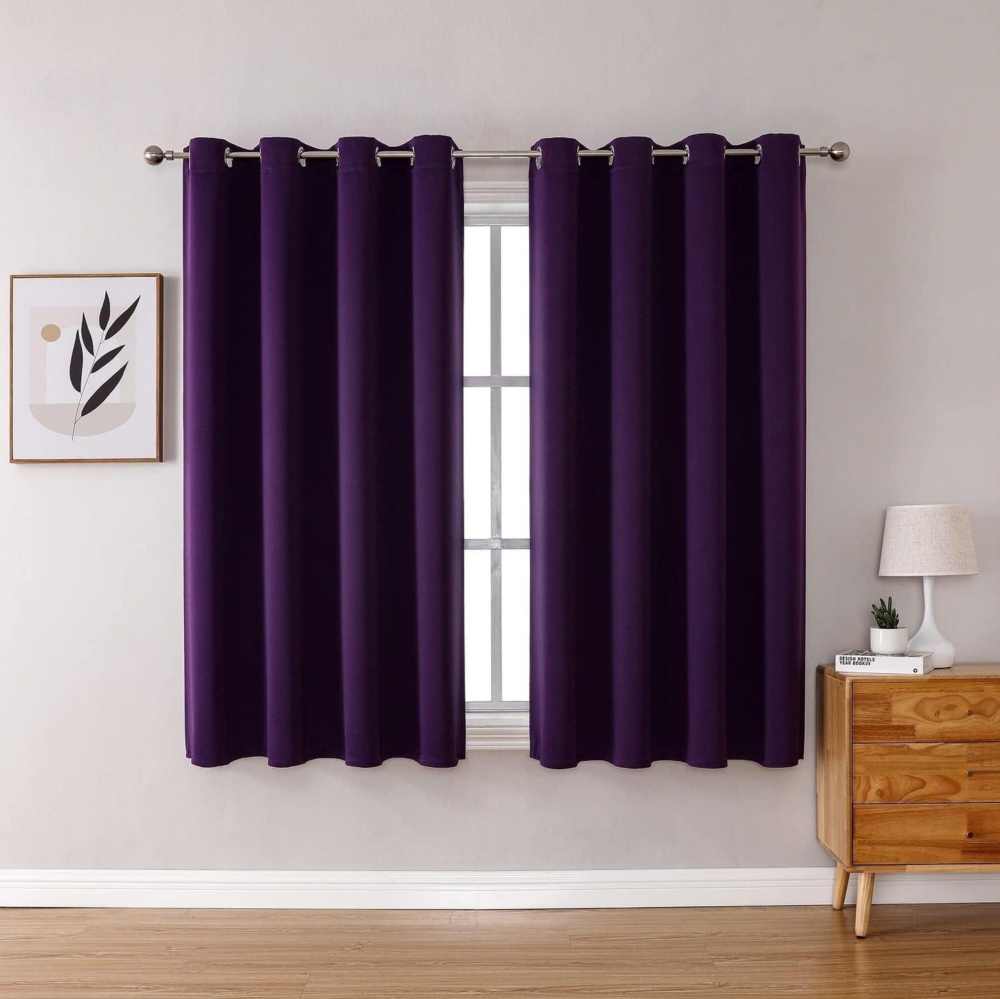 ChrisDowa Grommet Blackout Curtains for Bedroom and Living Room - 2 Panels Set Thermal Insulated Room Darkening Curtains (Royal Purple, 52W x 63L)