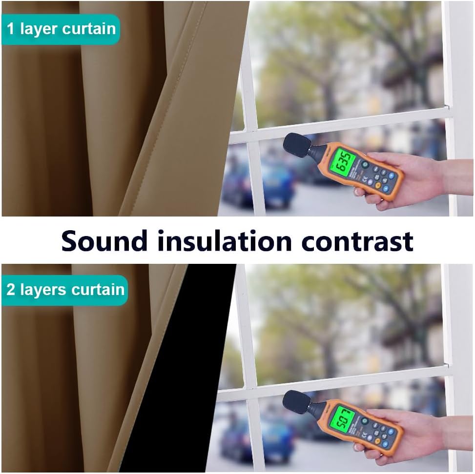 NICETOWN 100% Blackout Blinds, Set of 2, 46" x 96", Gold Brown, Laundry Room Decor Window Treatment Curtains for Large Patio Sliding Door, Thermal Insulated Curtains for Bedroom