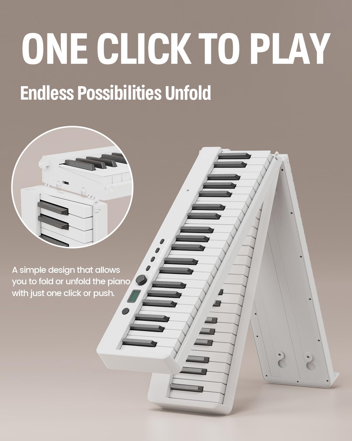 Finger Dance Folding Piano Keyboard 88 Keys, Portable Electric Keyboard with Bluetooth MIDI, Full Size Digital Piano, Wood Grain, Semi-Weighted, Touch Sensitive, with Storage Bag for Beginner