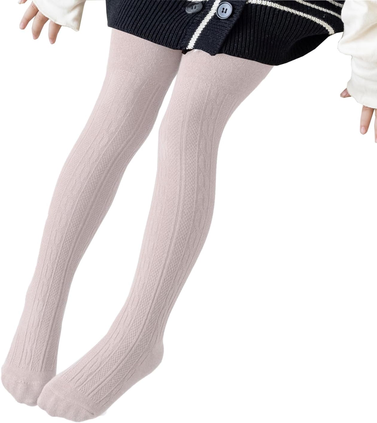 Looching Pack of 5 Toddler Baby Girls Leggings Tights Cotton Cable Knit Stocking Pants Pantyhose for 1-12T