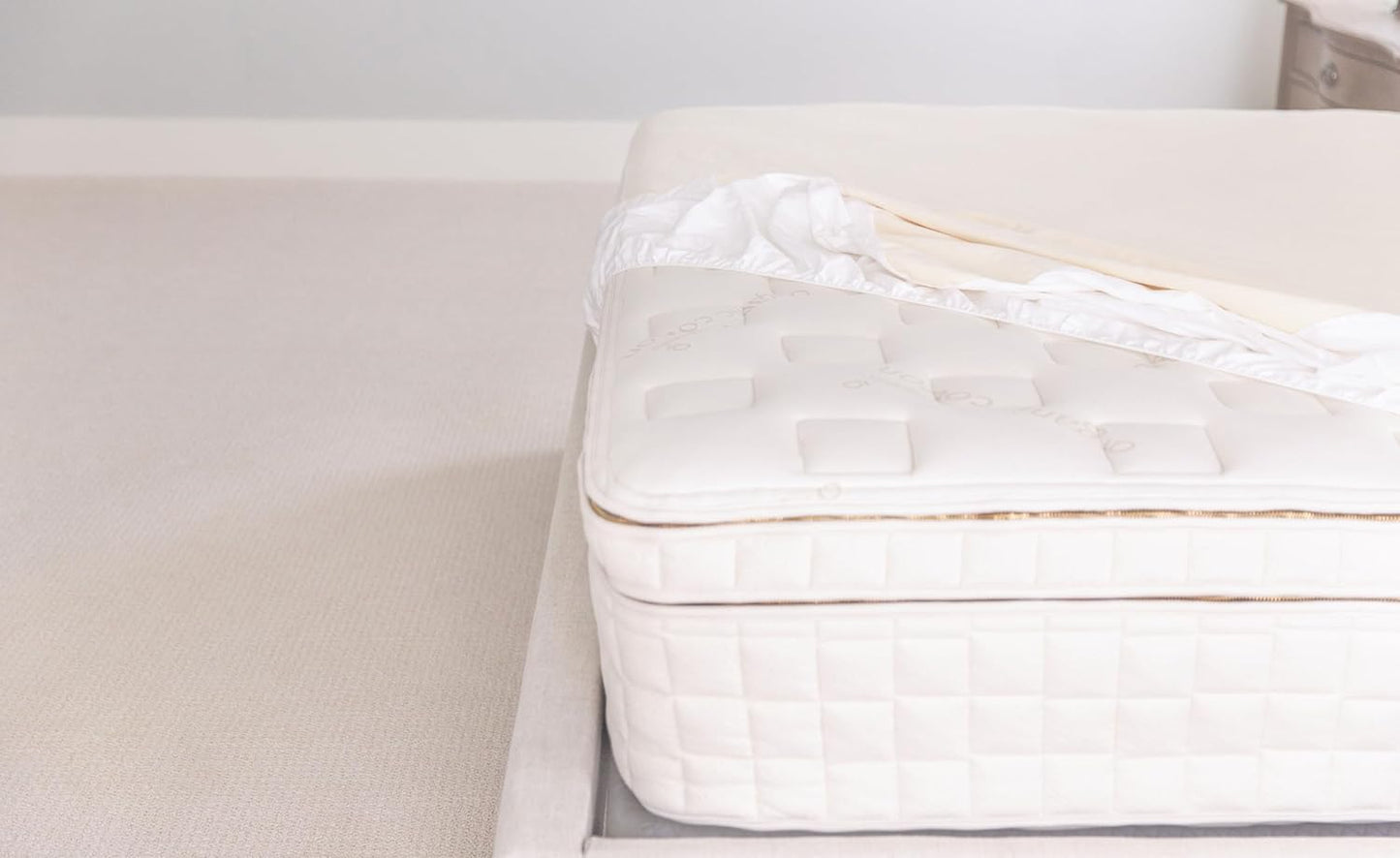 Naturepedic Organic Waterproof Mattress Protector Pad - Washable & Reusable Fitted Stretch Knit Mattress Cover - Highly Absorbent Bed Incontinence Pads - Breathable Fitted Cover for Twin 9"-16"