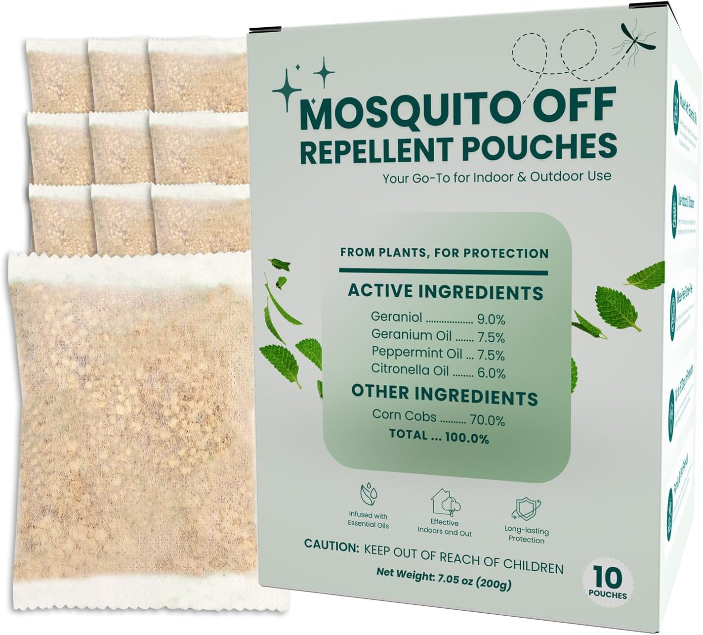 Mosquito Repellent Outdoor Patio, Ourdoor Mosquito Bug Repellent Deterrent Pouches, Mosquito Control for Home Yard Patio Camping Hiking (10 Pouches)
