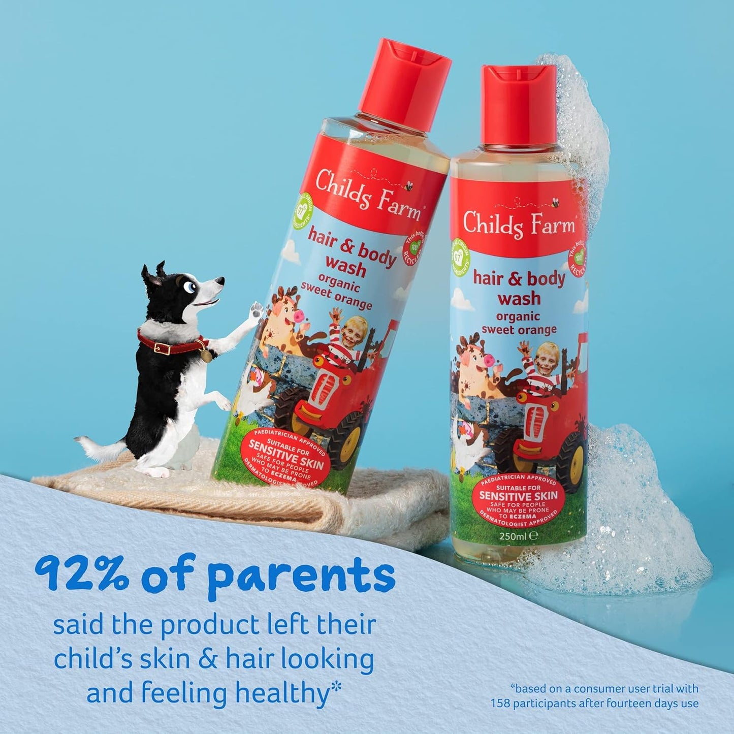 Childs Farm, Kids Hair & Body Wash for Dry, Sensitive Skin, Organic Sweet Orange, Gently Cleanses, Vegan, Cruelty-Free, 8.4 Fl Oz