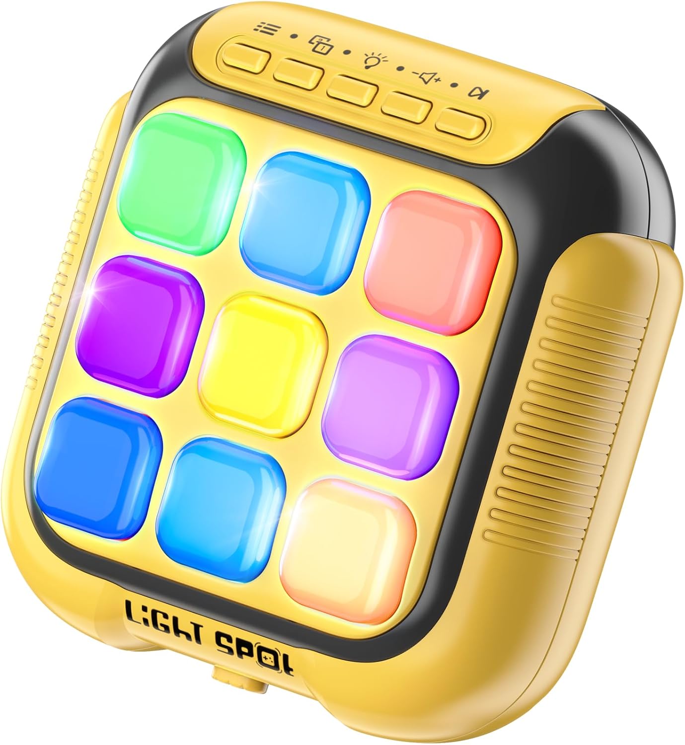 Tic Tac Toe Electronic Handheld Puzzle Game Console Fidget Toys w/ 7 Game Modes, Portable Fast and Fun Car Travel Press Games for Kids Adults, Ideal Xmas Birthday Gifts for Ages 3+ (Yellow)