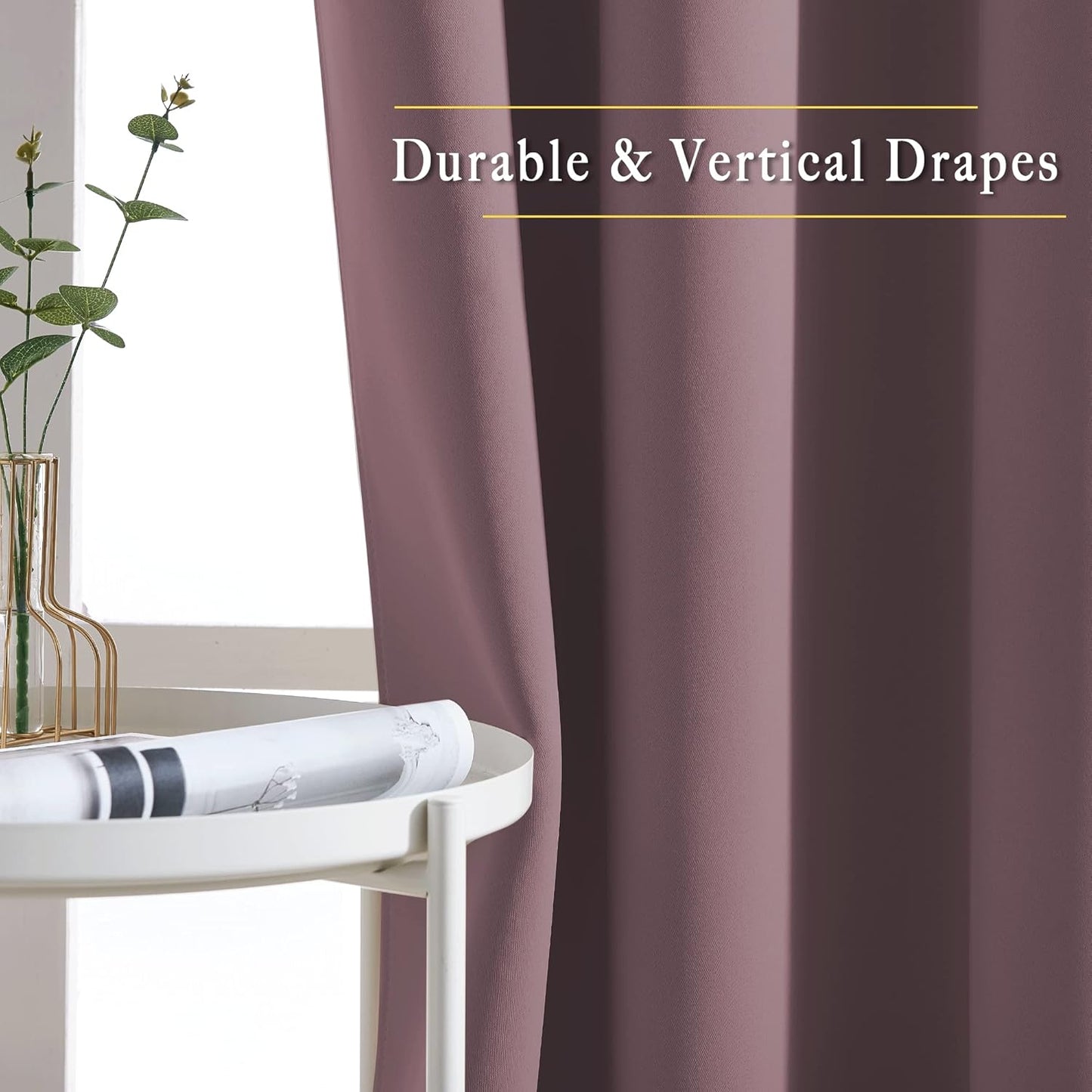 NICETOWN Dry Rose Doorway Curtains for Girls Bedroom, Grommet Window Treatment Thermal Insulated Privacy Door Curtains for Living Room, Dry Rose, Set of 2, W46 x L80