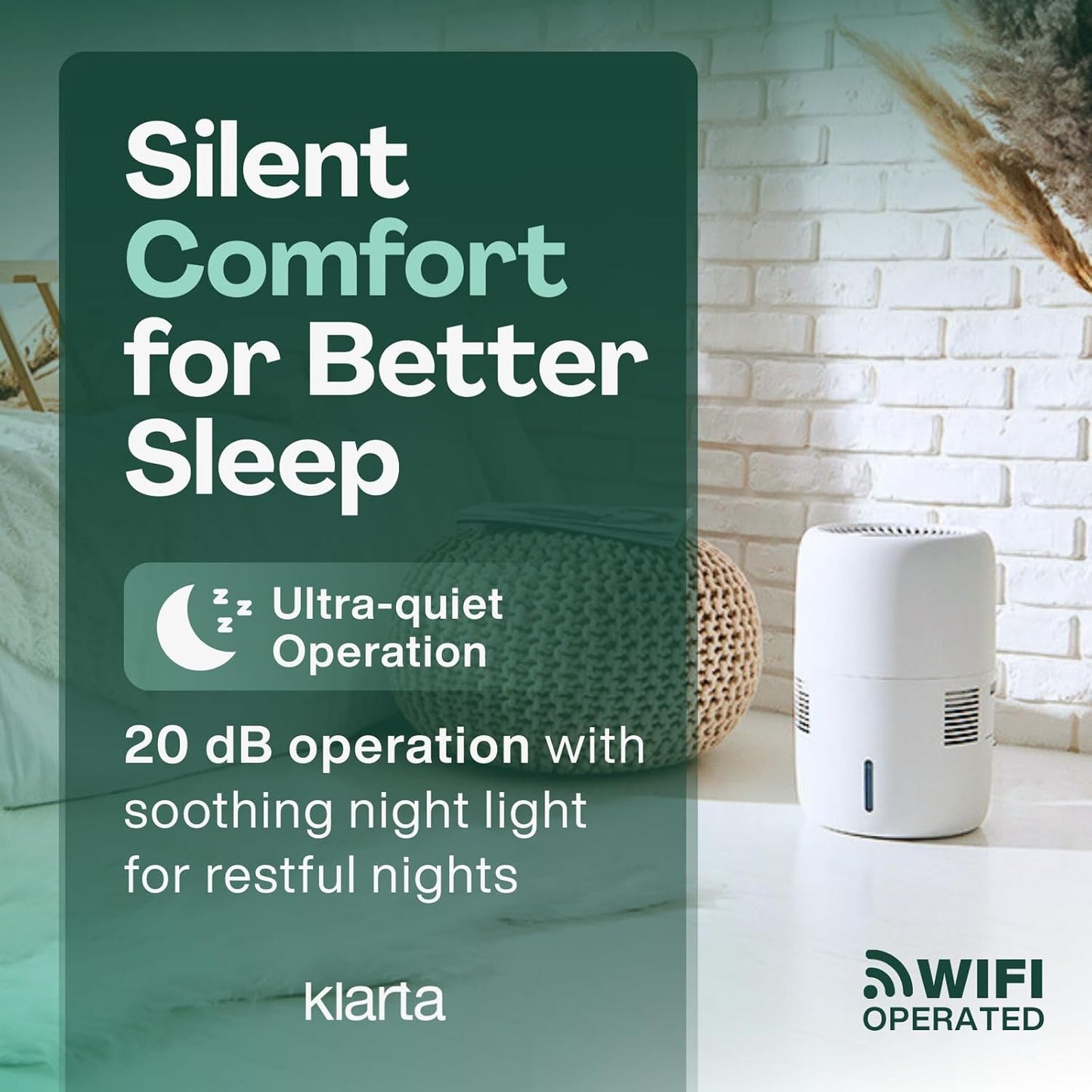 Humea Smart Evaporative Humidifier with WiFi & App Control - 3L Tank, 4 Speeds, 300ml/h - Quiet, Mist-Free, No White Dust - Nightlight - For Allergies, Dry Skin, Better Sleep - Beige