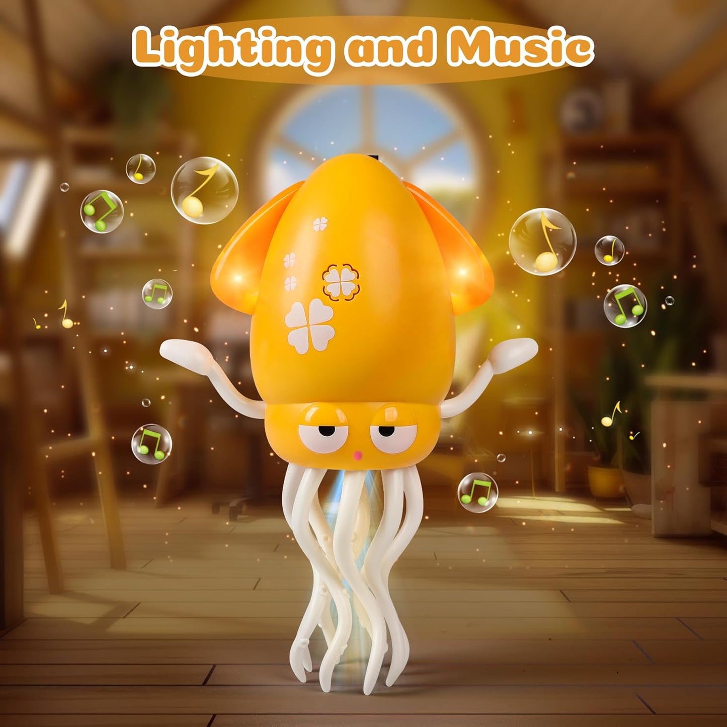 Magic Dancing Octopus Toys, Musical LED Toy, 3 Colors Available (Yellow)