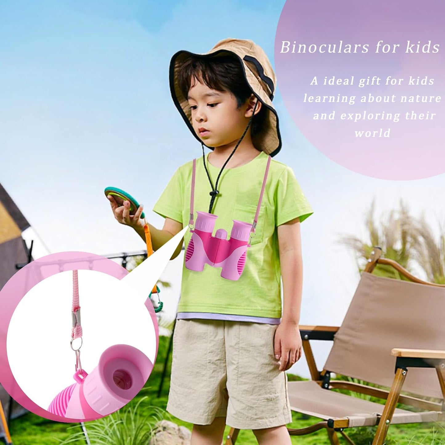 Scotamalone Binoculars for Kids Shockproof Toys Gifts for Age 3-12 Years Old Boys Girls Bird Watching Outside Play Hiking Camping Educational Learning