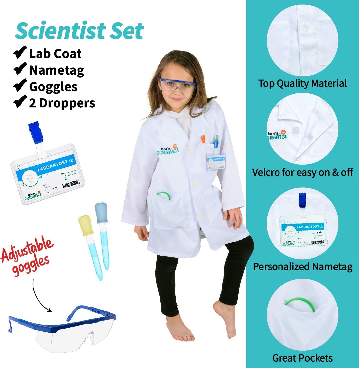 Born Toys Kids Costumes Set, 3-in-1 Dress Up & Pretend Play, Ages 3-7, Washable