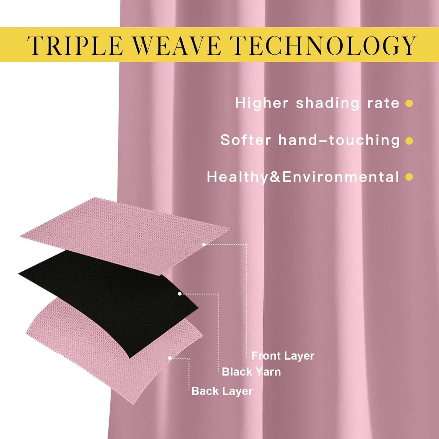 NICETOWN Crystal Pink Blackout Draperies Curtains - Window Treatment Thermal Insulated Solid Grommet Blackout Curtains/Drapes for Bedroom (Set of 2 Panels, 52 by 72 Inch, Crystal Pink)