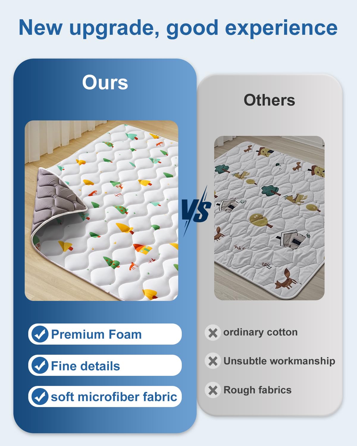 Odorless Premium Foam Baby Play Mat 71" x 59", Soft Microfiber Fabric Crawling Mat for Floor- Comfortable and Hypoallergenic, Non-Slip Cushioned Floor Playpen mat for Infants,Babies,Toddlers