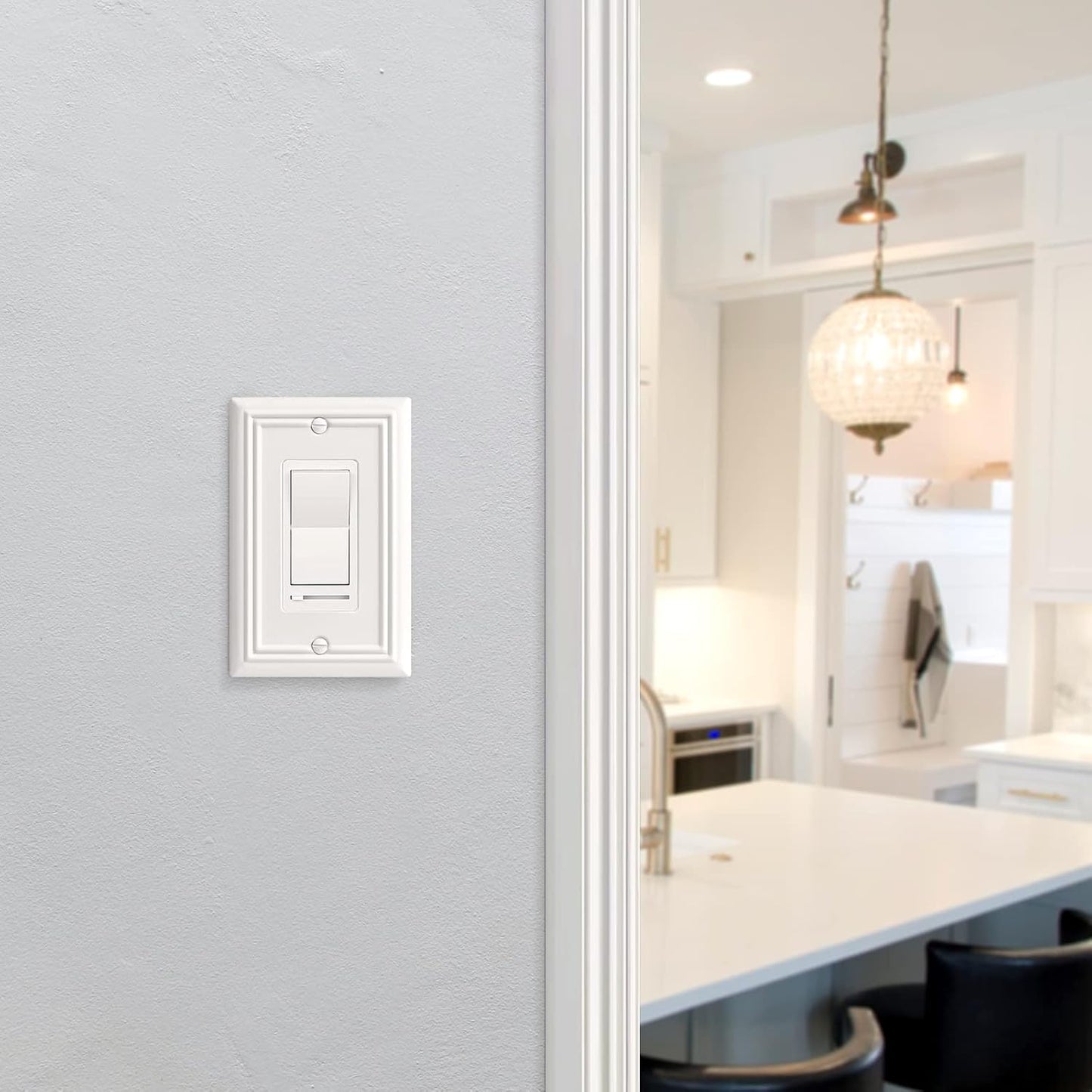 DEWENWILS Decorator Wall plates, White Finish Outlet Covers, Metal Face Plates for Electrical Outlets, GFCI, Dimmer Switch, 4-Pack