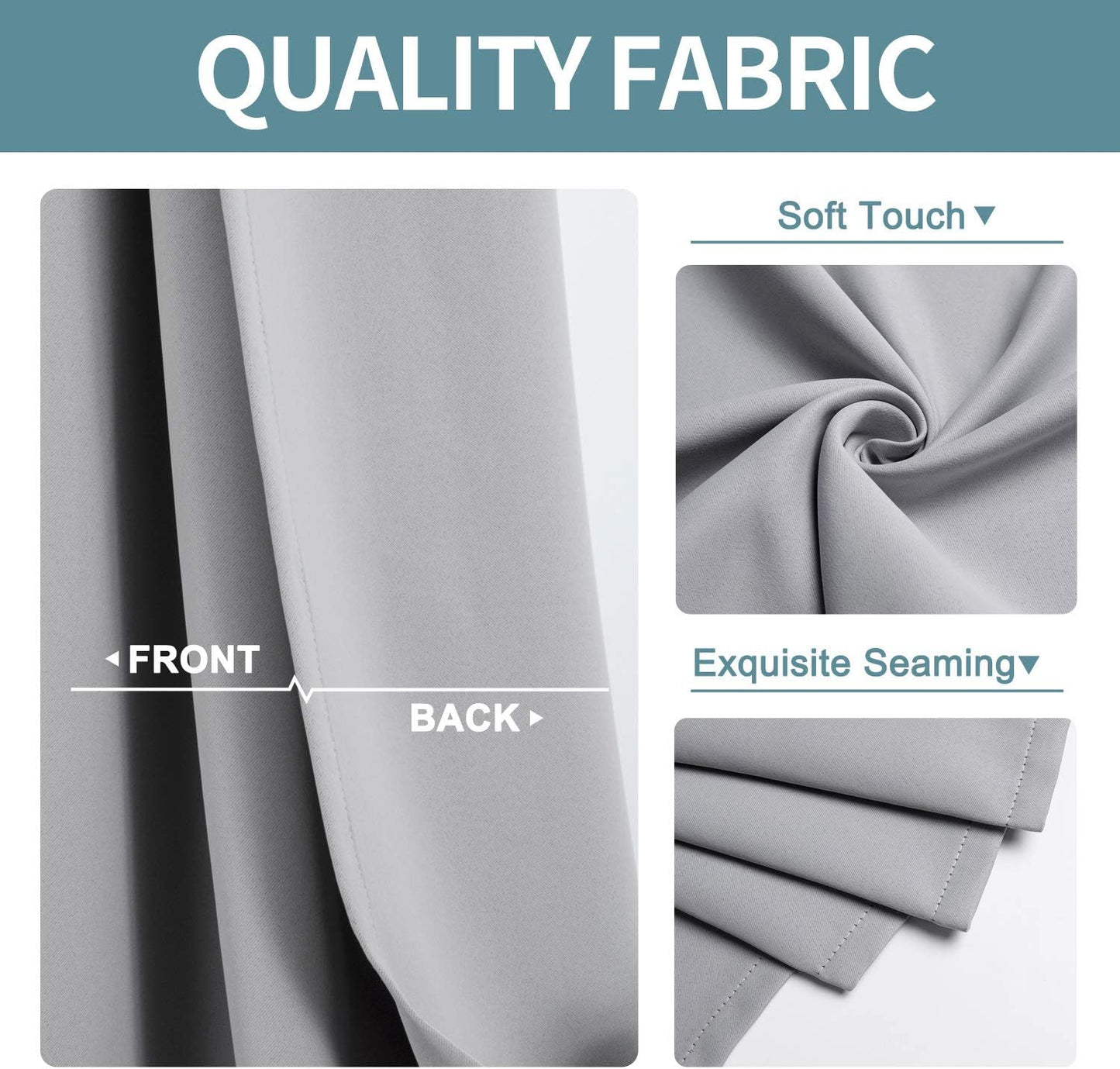 ChrisDowa Blackout Curtains 102 Inches Long 2 Panels Set for Living Room, Grommet Thermal Insulated Room Darkening Curtains for Bedroom (Light Grey, 52 x 102 Inch)