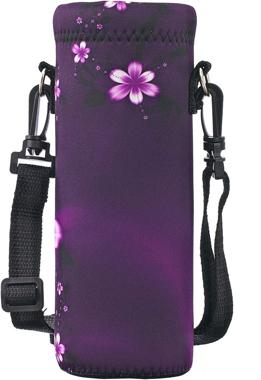 RICHEN Neoprene Water Bottle Carrier Bag with Adjustable Shoulder Strap,Insulated Water Bottle Cover for Stainless Steel/Glass/Plastic Bottles