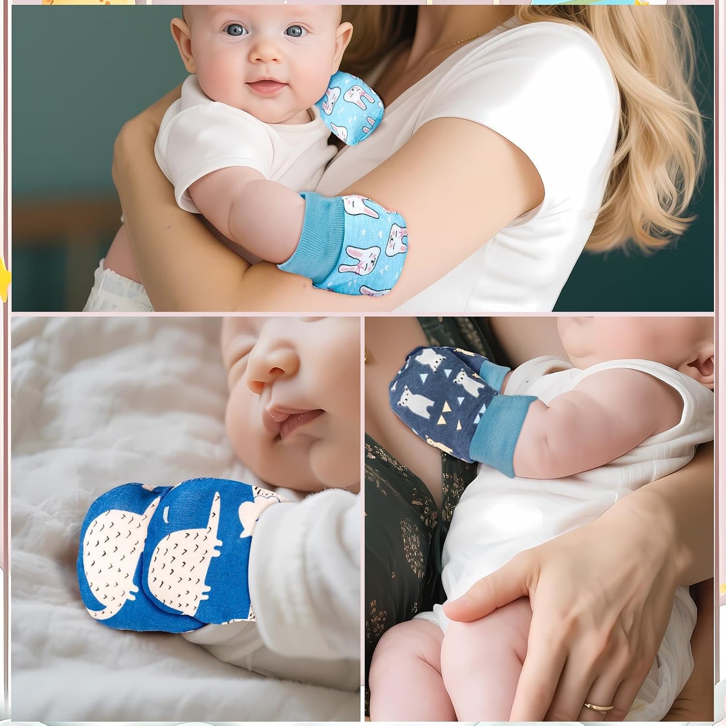 No Scratch Baby Mittens Newborn Infant Toddler Mittens Soft Elastic Wrist Gloves Mitten for 0-6 Months Boys Girls