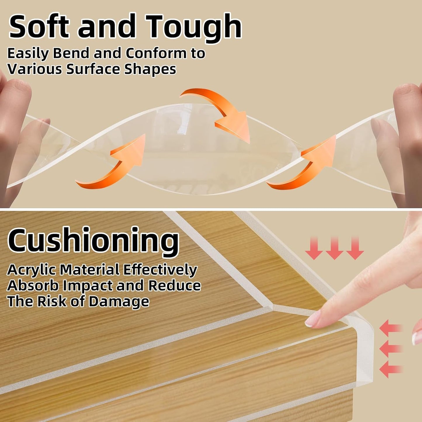 Clear Edge Protector with Strong Adhesive, Bumper Strip Corner Guards 0.8inX9.84FT
