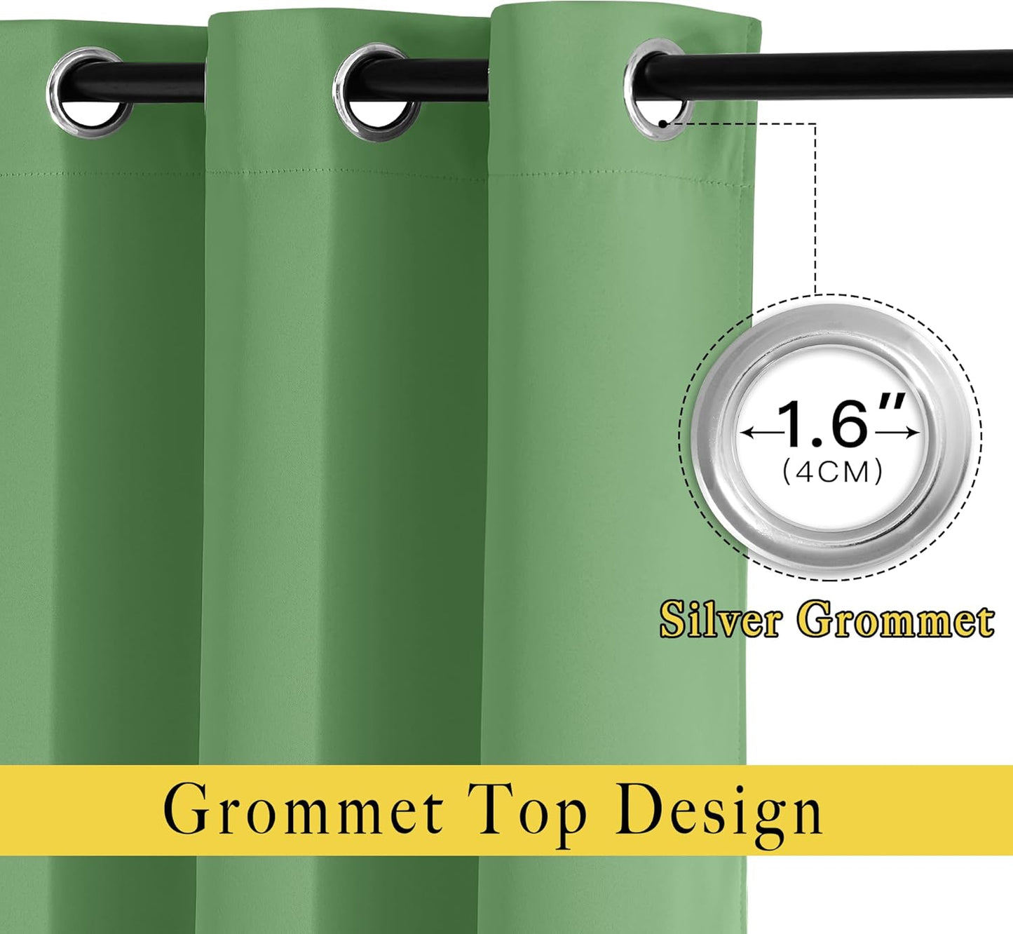 NICETOWN Room Darkening Window Curtains 90 inch Length, Thermal Insulated Grommet Light Blocking Solid Curtain Drapes for Bedroom/Living Room, Forest Green, Set of 2, W52 x L90
