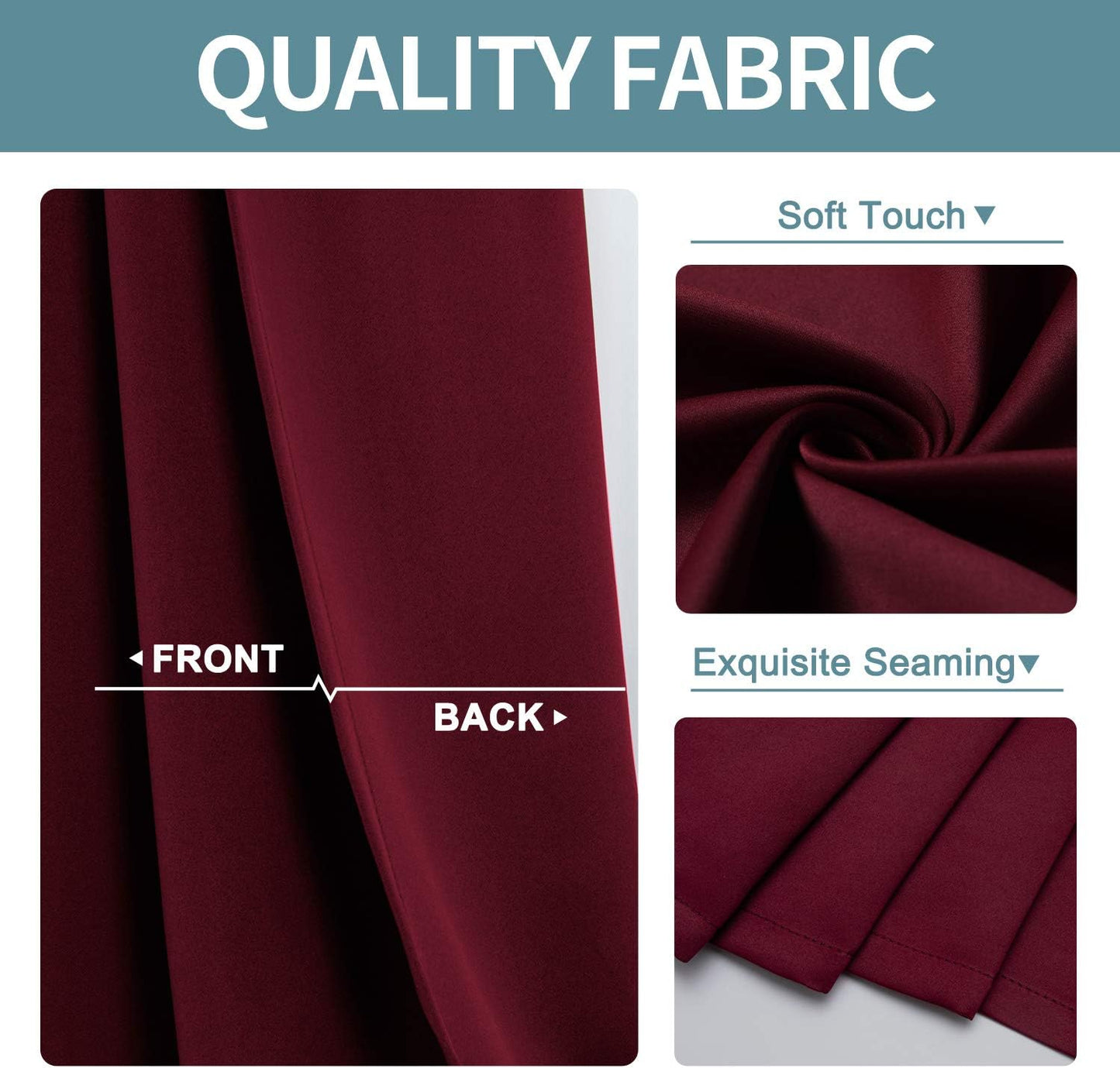 ChrisDowa Small Window Curtains 40 inches Long for Bedroom - Grommet Short Thermal Insulated Room Darkening Curtains for Kitchen (2 Panels, Burgundy, 29 x 40 Inch)
