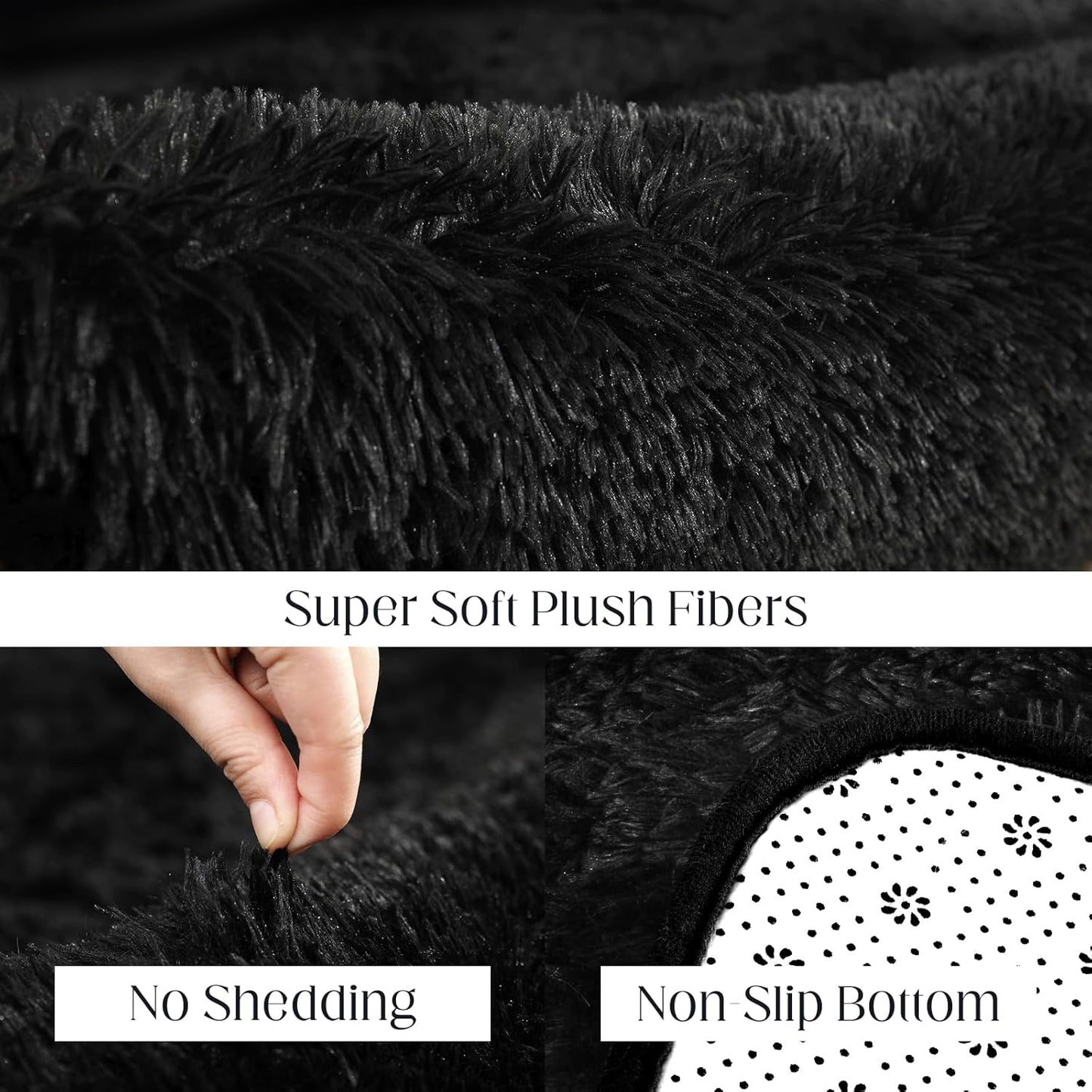 4x6 Black Rug, Area Rugs for Living Room, Soft Plush Area Rugs for Bedroom, Non-Slip Indoor Carpet for Nursery, Study Room, Playroom, Home Decor