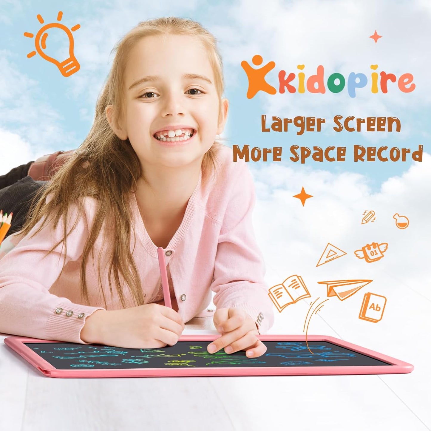 LCD Writing Tablet for Kids, 15 Inch Large Screen Doodle Board Toddler Toys, Drawing Writing Board Tablet, Office Message Notes Board Birthday Gift for 3-12+ Year Old Girls Boys Toys, Pink